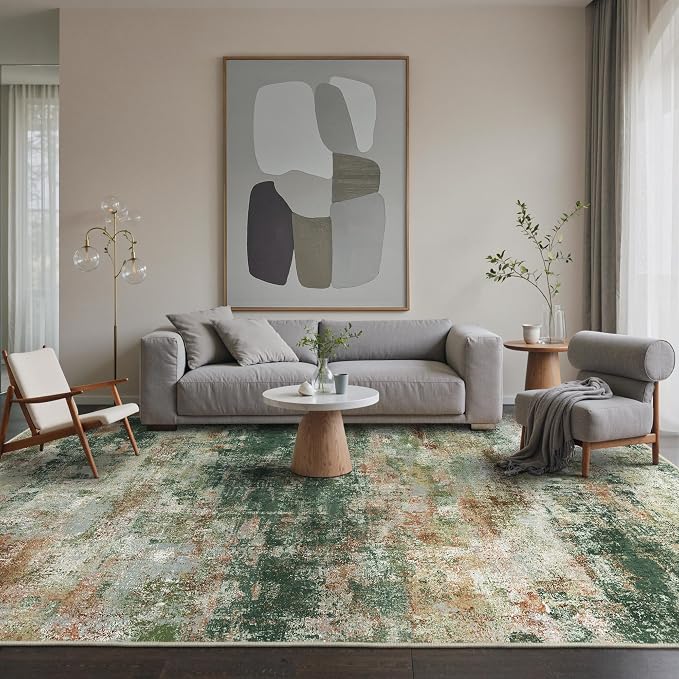 BEIMO Round Rugs 5ft for Living Room Bedroom, Modern Abstract Machine Washable - Image 5