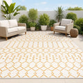 JONATHAN Y Moroccan Geometric Indoor Outdoor Area Rug 4X6 Cream/Orange by JONATHANY