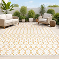 JONATHAN Y Moroccan Geometric Indoor Outdoor Area Rug 3X5 Cream/Orange by JONATHANY