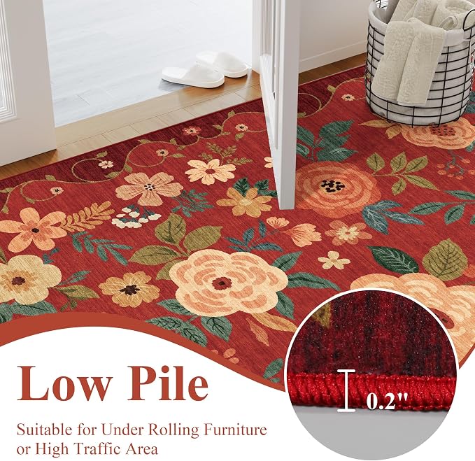 DUKINO 5x7 Area Rug, Floral Rugs - Image 7