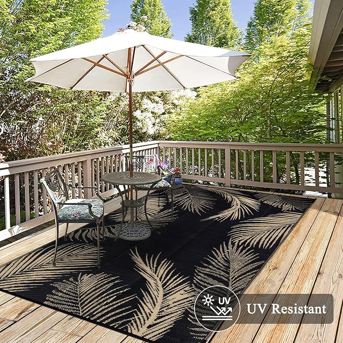 Pauwer Waterproof Outdoor Rug 6x9, Reversible Plastic Straw Patio Camping Rug - Image 4