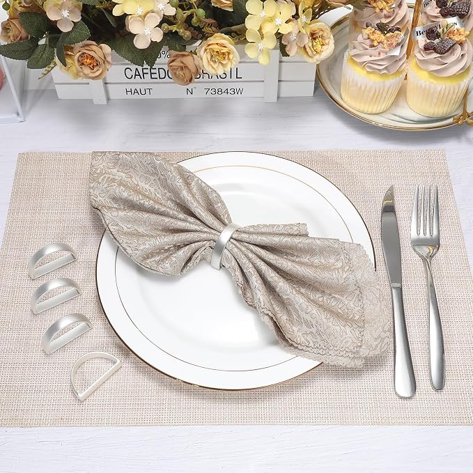 KPOSIYA Napkin Rings Set of 72, Metal Silver Napkin Rings Bulk - Image 2