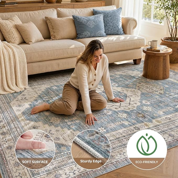 5x7 Washable Area Rug, Large Rugs - Image 2