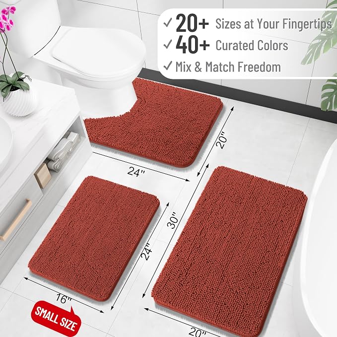 OLANLY Bathroom Runner Rugs 59x24, Soft Absorbent Chenille Bath Rugs, Rubber - Image 2