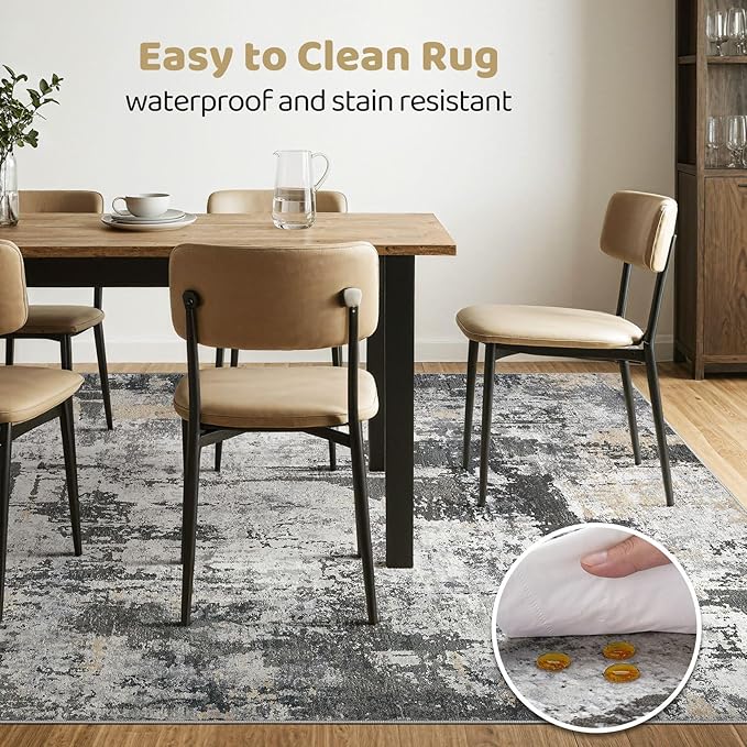 10x14 Area Rugs Living Room: Washable Large Abstract Modern Soft Rug Stain - Image 6