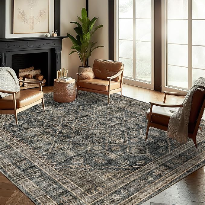 CHAMPLANT Washable Area Rug 10'x14' Boho Design Non-Shedding Easy Care Ideal - Image 2