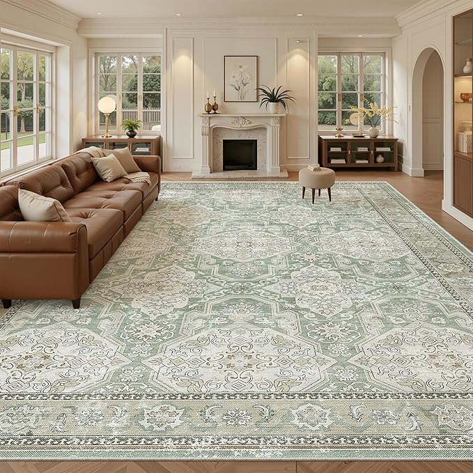 Soalmost 10x14 Area Rugs for Living Room, Non Slip Machine Washable Vintage Rugs - Image 2