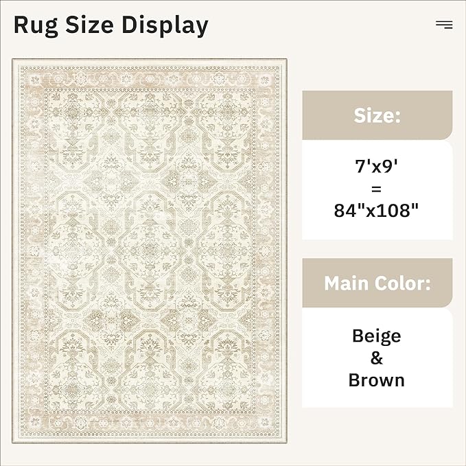 Soalmost 7x9 Area Rug for Living Room Washable Abstract Vintage Soft Thin - Image 5