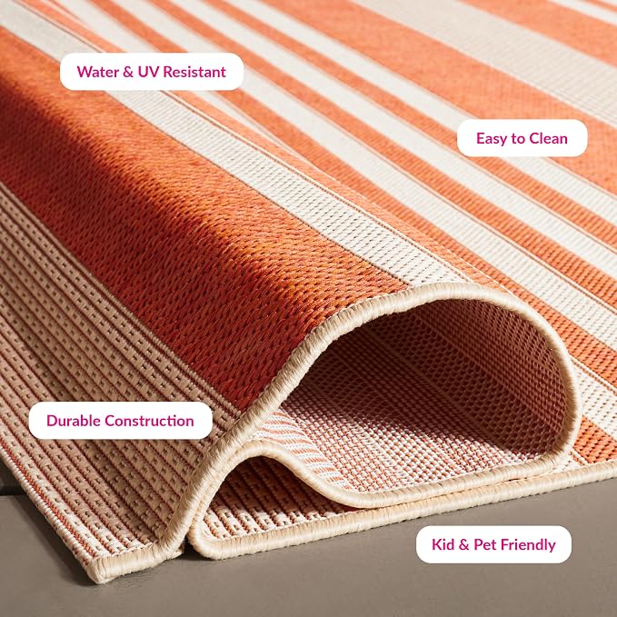 SAFAVIEH Courtyard Collection 2'3" x 16' Terracotta/Beige CY6062 Stripe Indoor/ - Image 5