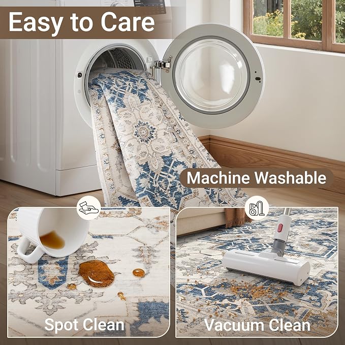befbee 6x9 Area Rug for Living Rooms, Stain Resistant Neutral Washable Rugs for - Image 5