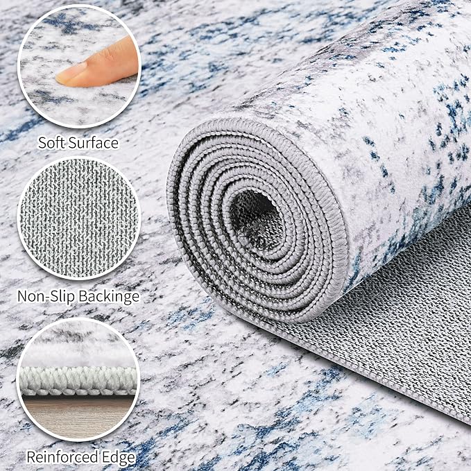 Area Rugs 6x9 Living Room: Large Modern Abstract Washable Rug Soft Anti-Skid - Image 8