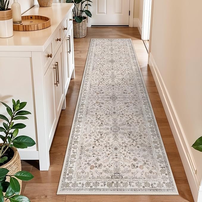 2x8ft Kitchen Runners Rugs Non Skid Washable – Boho Floral Stain-Resistant by BYYVOORugsforYourHome