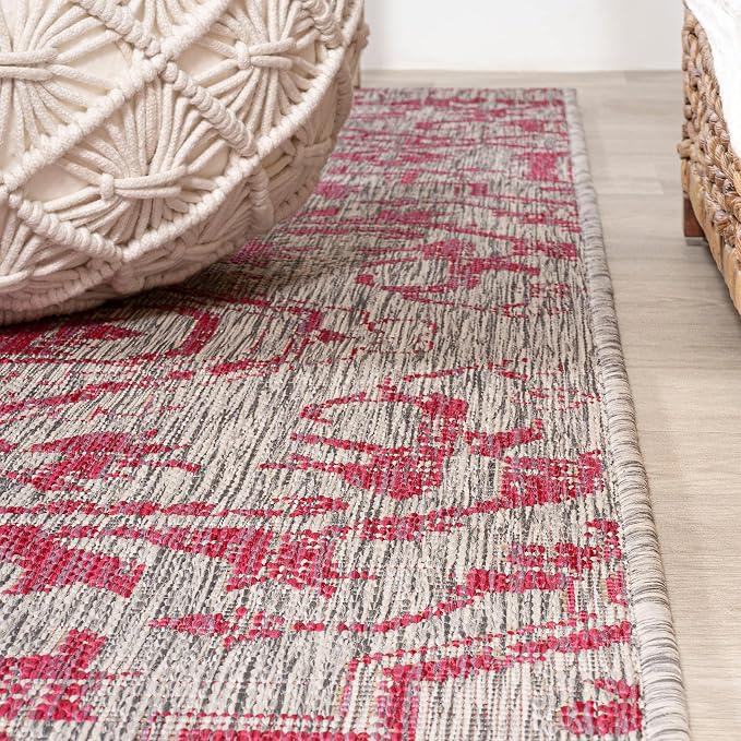 JONATHAN Y Boho Medallion Indoor Outdoor Area Rug 9X12 Light Gray/Fuchsia - Image 8