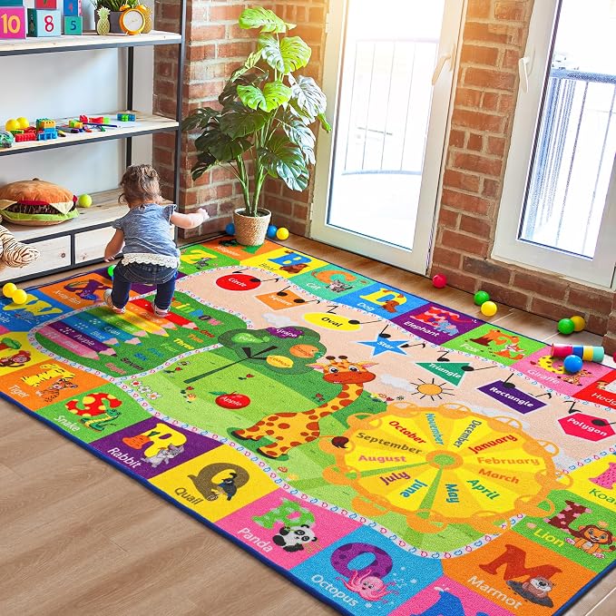 Kids Rugs for Playroom Classroom Bedroom, Educational and Fun Play Mat by BBENRON