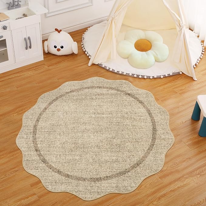 GarveeHome Scalloped Round Area Rugs, Washable Small Round Rug 3ft Non-Slip - Image 6