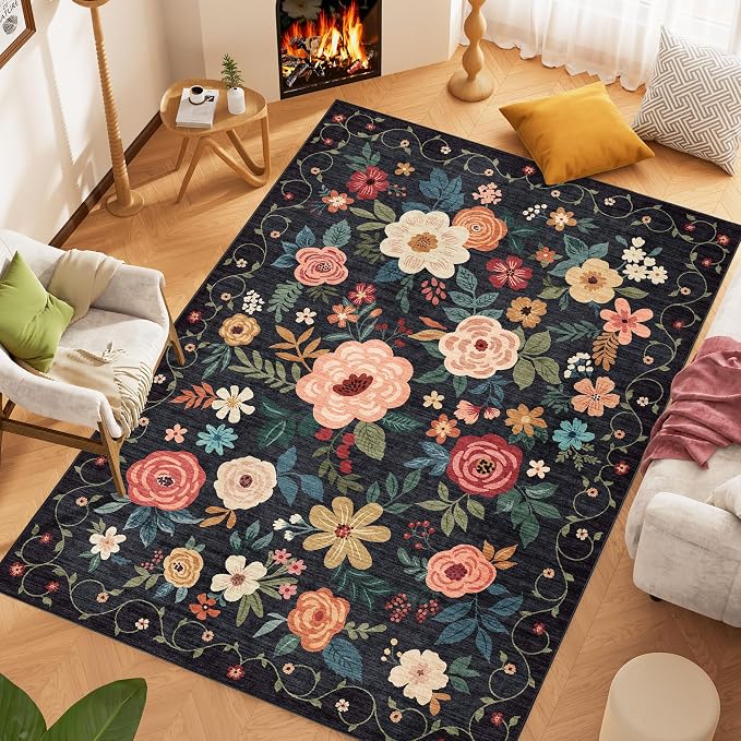 DUKINO 9x12 Area Rug, Floral Rugs - Image 7