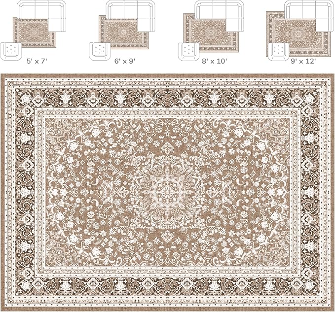 Lessymo 9 x 12 Area Rugs for Living Room, Machine Washable Area Rugs Boho Faux - Image 2