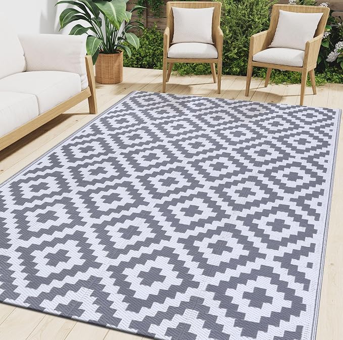 Smiry Waterproof Outdoor Rug 8x10 ft, Reversible Plastic Straw Patio Camping by Smiry