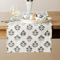 Block Print Floral Decorative Table Runners, 13x48 Inch Olive | 100% Organic by Unknown