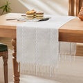 Braided Farmhouse Table Runner, Braided Light Grey 13x60 Inch, Cotton Linen by Unknown