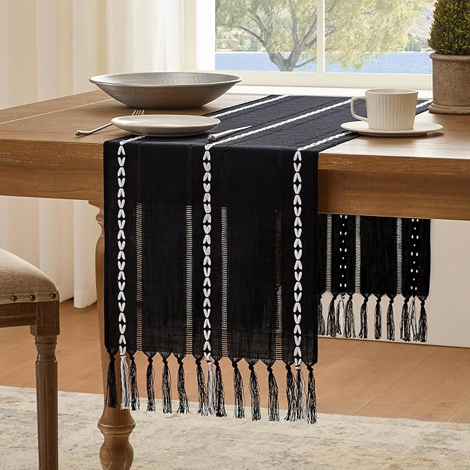 Hemstitched Farmhouse Table Runner, Cotton Linen Table Runners 60 Inches Long by Unknown
