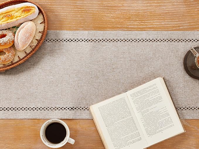 Rustic Burlap Table Runner, Coffee Table Runners 48 inches Long | Double Layer - Image 3