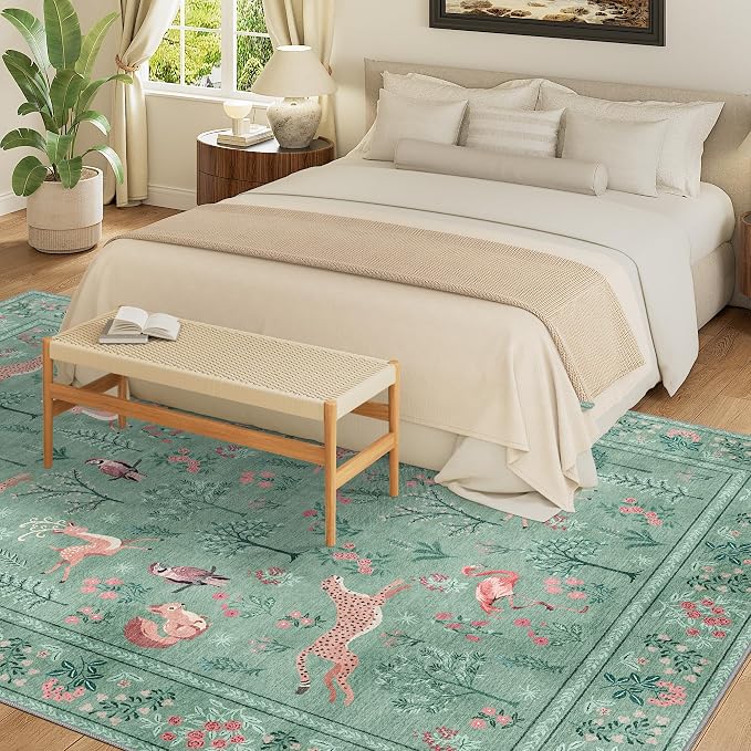 DUKINO 5x7 Rug, Washable Animal Living Room Rug - Image 3