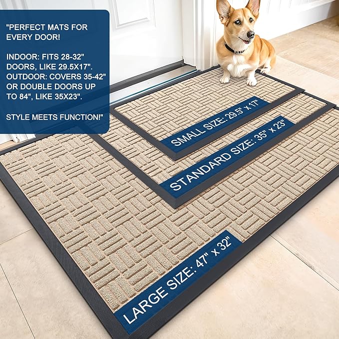 OLANLY Front Door Mat Outside Entrance 35x23, Heavy Duty Sturdy Natural Rubber - Image 2
