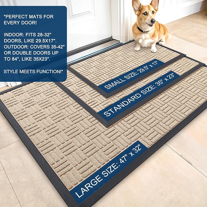 OLANLY Front Door Mat Outside Entrance 47x17, Heavy Duty Sturdy Natural Rubber - Image 2