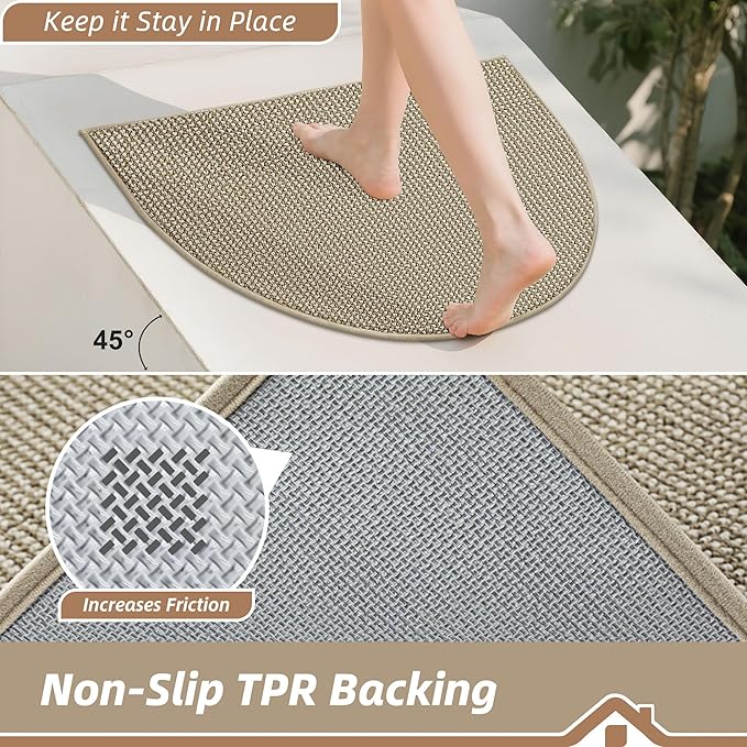 BEQHAUSE Dirt Trapper Door Mat 17" x 30" Half Circle Non-Slip Washable Doormats - Image 4