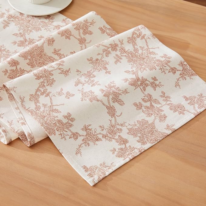 French Pastoral Farmhouse Table Runners, 13x72 Inch Terracota | 100% Organic by Unknown