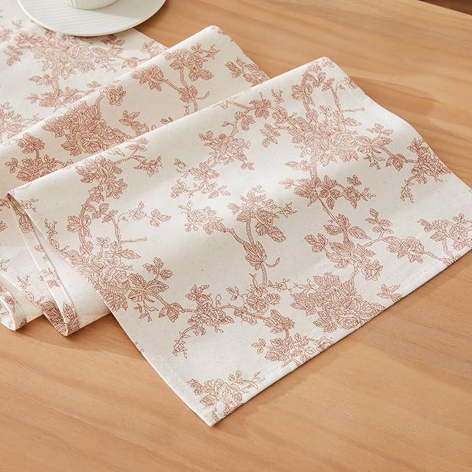 French Pastoral Farmhouse Table Runners, 13x90 Inch Terracota | 100% Organic by Unknown