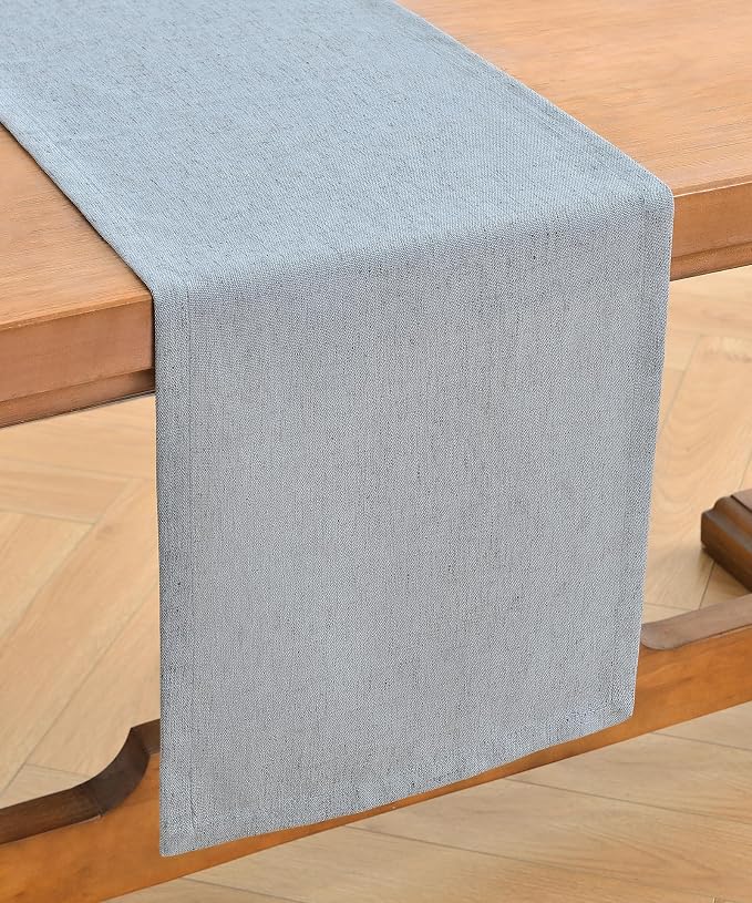 Wracra Linen Table Runner, Burlap Dusty Blue Table Runners 36 Inches Long | - Image 7