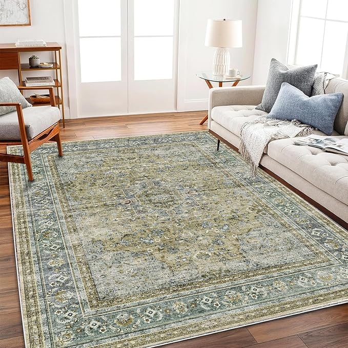 CHAMPLANT Area Rug 6'x9' Washable Vintage Traditional Floor Cover Thin Retro by CHAMPLANT