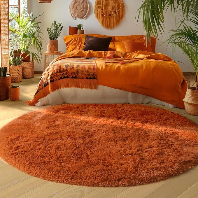 Amdrebio Burnt Orange Round Rugs 6Ft - Image 5
