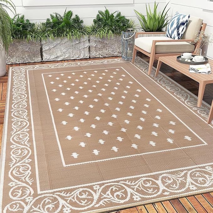 Pauwer Waterproof Outdoor Rug 8x10, Reversible Plastic Straw Patio Camping Rug - Image 7