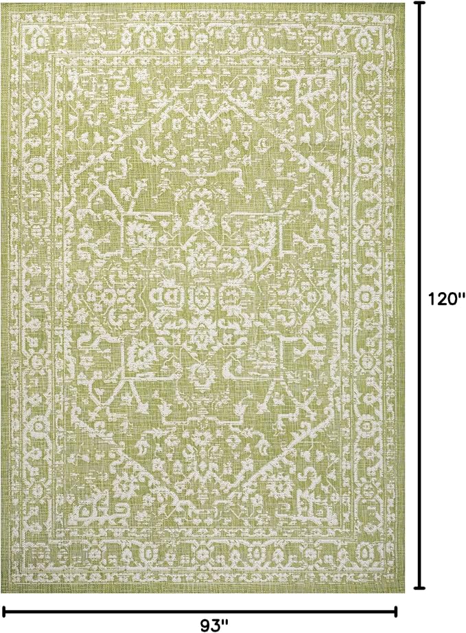 JONATHAN Y Boho Medallion Indoor Outdoor Area Rug 8X10 Green/Cream, Malta - Image 2