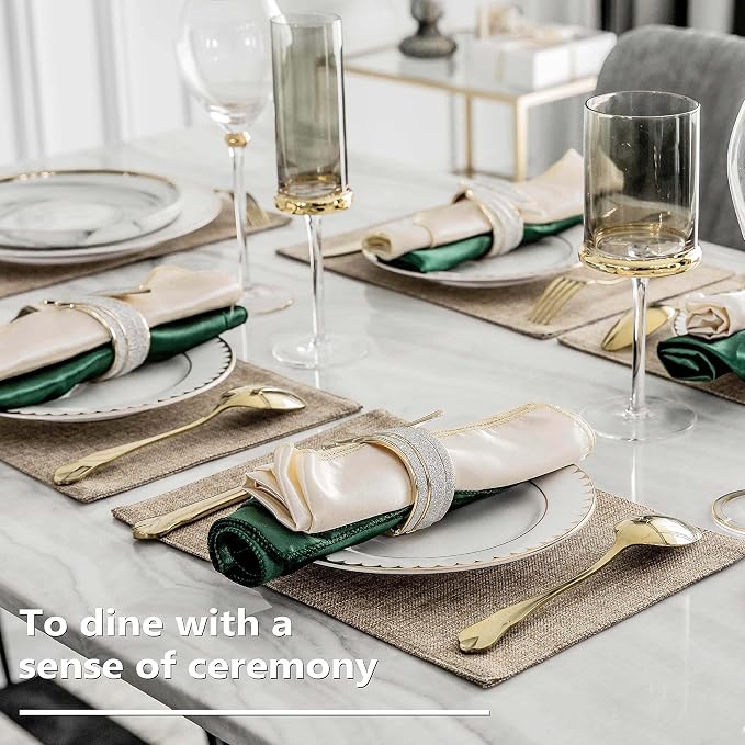 Home Brilliant Linen Placemats Set of 4 Heat Resistant Dining Table Cloth Place - Image 4