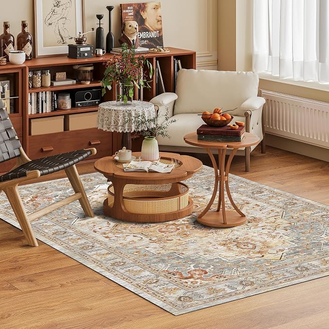 Washable Area Rug 5' x 7' Vintage Traditional Persian Mat - Image 2
