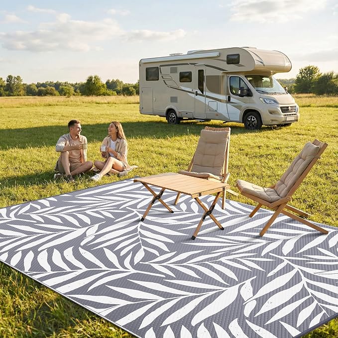Smiry Outdoor Rug 8x10 ft, Waterproof Reversible Plastic Straw Rugs, Outdoor - Image 2