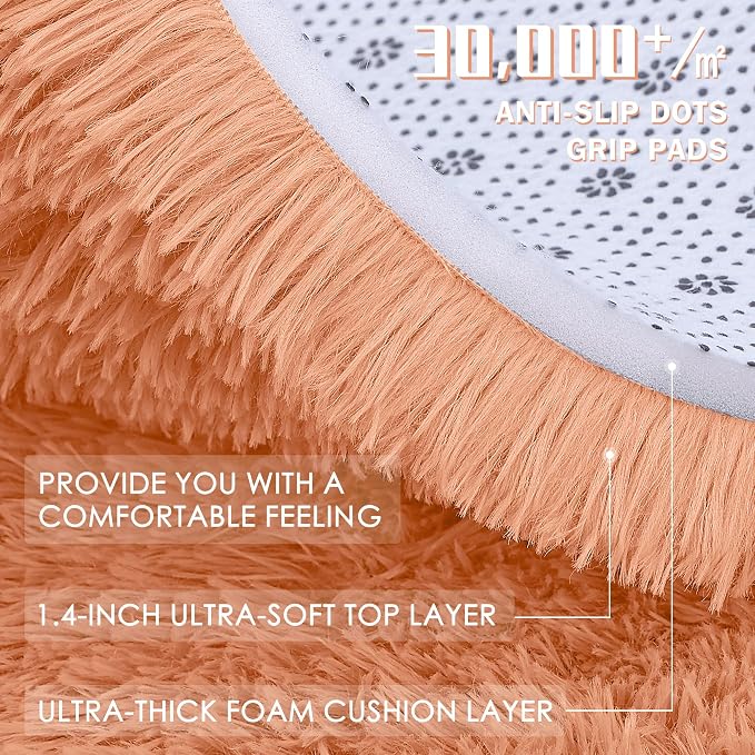 OLANLY 3x5 Machine Washable Small Bedside Rug, Soft Fluffy Shaggy Rugs - Image 8