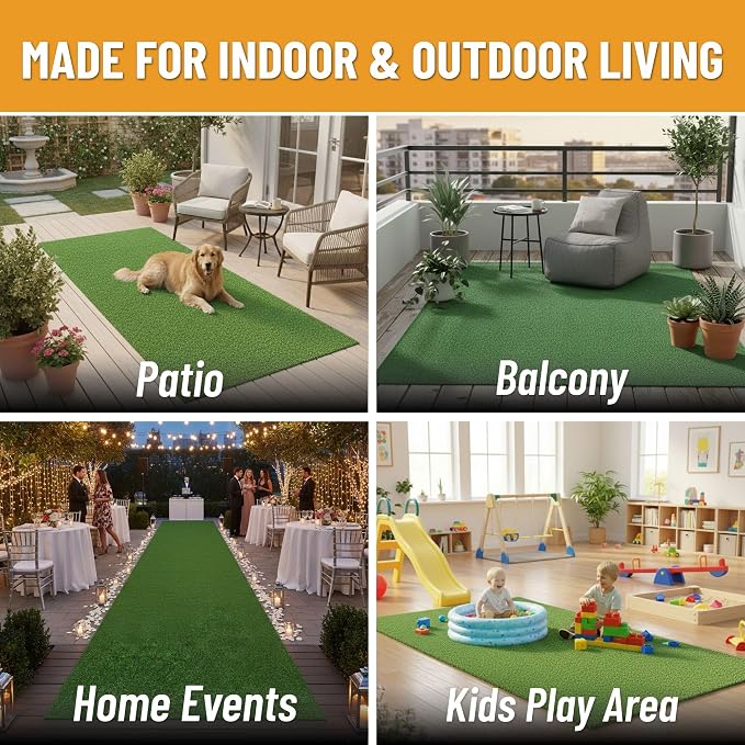 Ottomanson Artificial Grass Runner Lite 31" x 34', Fake Grass - Image 4