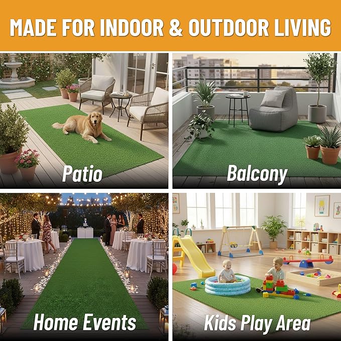 Ottomanson Artificial Grass Runner Lite 31" x 20', Fake Grass - Image 4