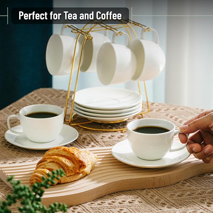 BTaT- Cappuccino Cups with Saucers 8 oz, Au Lait, Flat White, Dishwasher - Image 5