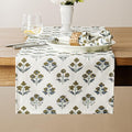 Block Print Floral Decorative Table Runners, 13x36 Inch Brown | 100% Organic by Unknown