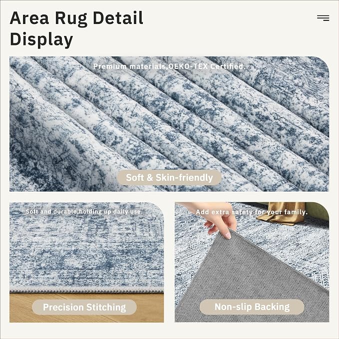 Soalmost 6x9 Area Rug for Living Room Washable 6x9 Non-Slip Modern Rugs for - Image 5