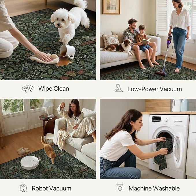 GENIMO Washable Floral Runner Rug 2x10, Non-Slip Long Hallway Carpet - Image 6