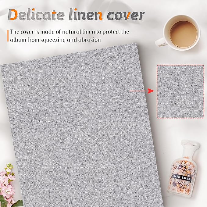 Popotop Photo Album 4x6 600 Pockets for Wedding Gifts,Linen Hardcover Picture Albums for Family Anniversary Baby Vacation Pictures