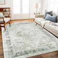 CHAMPLANT Area Rug 5'x7' Washable Rug Floral Green Vintage Traditional Floor by CHAMPLANT