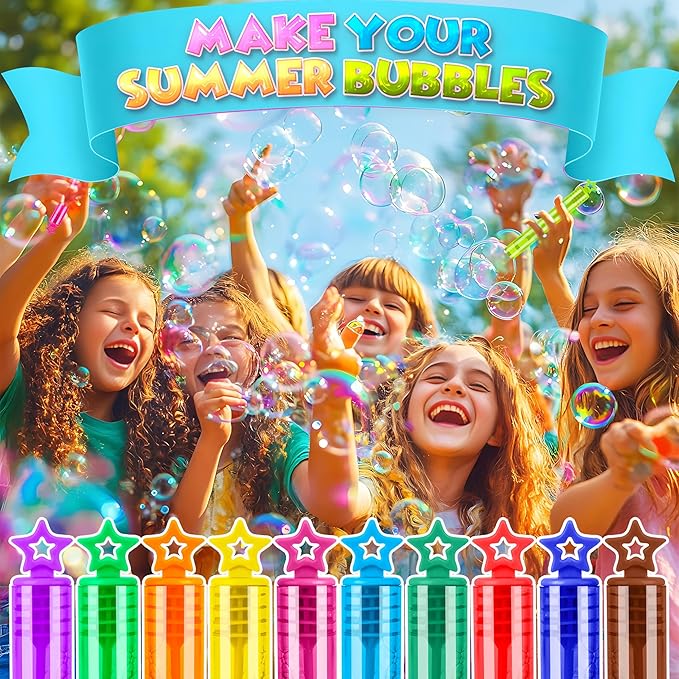 180 Pack 10 Colors Bulk Star Bubble Wands,Party Favors Bubbles Wand for Kids,Perfect for Birthday,Wedding,Goody Bags Stuffer Bubbles,Carnival Prize,Summer Outdoor Toys